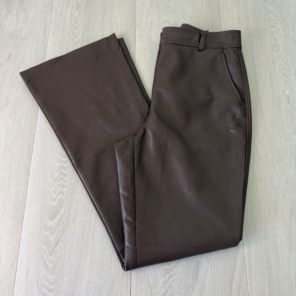 Babaton Aritzia Program Flare Pants Vegan Leather Brown Corporate Size 6x31